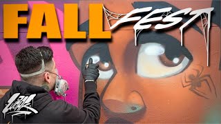 Spray Painting A Graffiti Character At Fall Fest  Spider ManMiles Morales [upl. by Leunamesoj]