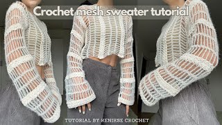 Crochet mesh top tutorial I Beginner friendly crochet shrug sleeves I Kenikse Crochet [upl. by Eillac22]