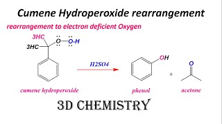 Cumene hydroperoxide rearrangement  rearrangement to electron deficient oxygen  3D Chemistry [upl. by Ringler]