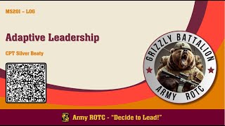 Adaptive Leadership  MSL201 Lesson 06  ROTC [upl. by Ehrsam]