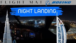 Night landing in Dubai cockpit view [upl. by Eskil]