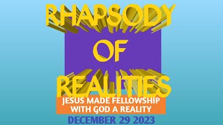 RHAPSODY OF REALITIES AUDIO DECEMBER 29 2023 JESUS MADE FELLOWSHIP WITH GOD A REALITY  DEVOTIONAL [upl. by Arze]