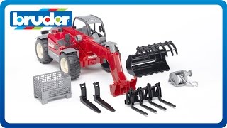 Bruder Toys Manitou Telescopic Loader MLT 633 with Accessories 02126 [upl. by Hamlet]