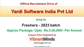 6657 Recruitment Drive by Yardi Software hiring 2023 batch Pkg Rs 55 LPA organised by VibrantMinds [upl. by Questa]