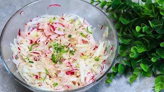 Leckerer Salat in 3 Min Ich werde nie müde diesen Salat zu essen Kohlrabi Radieschen Salat mit Öl [upl. by Eiuqnom110]