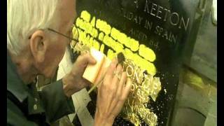 Gilding a black granite Memorial Headstone for Lidsters of worksopwmv [upl. by Prebo]