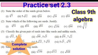 Practice set 23 Class 9 Maths Part1 Algebra Chapter 2Real Numbers  Maharashtra state board [upl. by Suivatnom906]