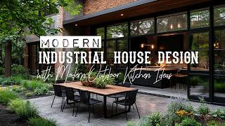 Modern Industrial House Design with Modern Outdoor Kitchen Ideas [upl. by Emelia]