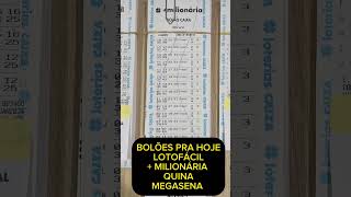 BOLÃO PARA MEGASENA QUINA MILIONÁRIA E LOTOFACIL TUDO PRA HOJE TUDO ACUMUALDO  TUDO NOSSO [upl. by Aisinoid]