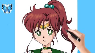 How to draw Sailor Jupiter from Sailor Moon Step by Step [upl. by Morentz]