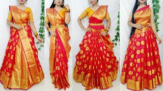 Banarasi Silk Saree Draping in 5 StylesSaree Wearing Styles to look elegantSilk saree draping idea [upl. by Christel]