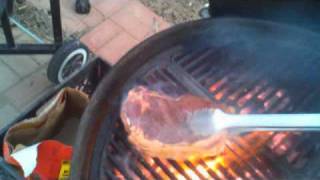 Grilling steaks on 26 inch weber [upl. by Esilahs]