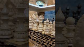 💥Tablechess with combined wooden pieces 🔥The pieces are carved👌🏻 [upl. by Aivilys]