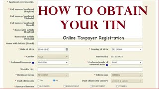 How to Register for TIN Taxpayer Identification Number in Sri Lanka [upl. by Ellenaj]