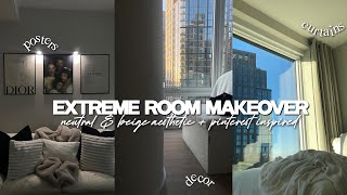 Extreme Room Makeover Pinterest Inspired  Beige amp Neutral Aesthetic [upl. by Nennahs]