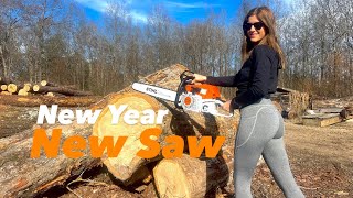 New Year New SAW MS362 Stihl Cutting into 2024 [upl. by Ciredor840]