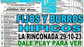 PRONÓSTICOSFIJOS Y BURROS HÍPICOS 291023  LA RINCONADA [upl. by Afas]