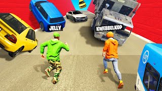 Dodge The CAR AVALANCHE In GTA 5 vs Kwebbelkop [upl. by Clyve]