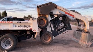 SATISFYING Skid Steer Skills  loading without ramps [upl. by Eldwen]