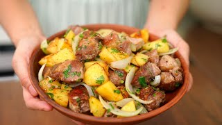 Шашлык больше не нужен САМОЕ вкусное МЯСО с картошкой на сковороде Вариация грузинского Оджахури [upl. by Zaller942]