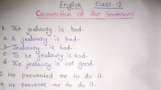 Correction of the sentence English Grammar class12 upboardexam [upl. by Llertrac]