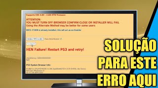 HEN FAILURE Restart PS3 and retry  Solucione este erro agora mesmo [upl. by Lleuqar]