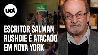 Salman Rushdie Vídeos mostram escritor sendo socorrido após ataque em Nova York [upl. by Aelyak]