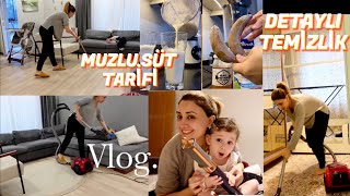 Foşur foşur Detaylı temizlik 🧼 muzlu süt tarifi VLOG 📸 [upl. by Aimit]