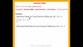 3eme cours de maths sur les fonctions affines definition et calculs [upl. by Franek]