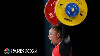 Solfrid Koanda lifts Norway to first womens weightlifting gold in 81kg final  Paris Olympics [upl. by Marl]