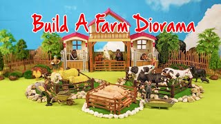 Toy Farm Diorama  Horses Cows Sheep and Pigs Are Looking For Us To Build a Farm [upl. by Kordula]