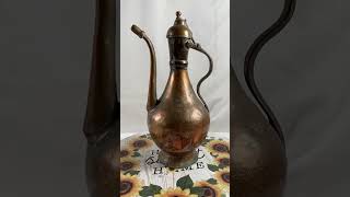 Vintage Moroccan Copper Large Coffee Pot wLid Middle Eastern Coffee Jug [upl. by Uv]