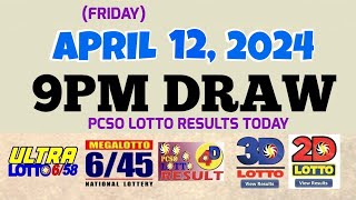 Lotto Result Today 9pm draw April 12 2024 658 645 4D Swertres Ez2 PCSOlotto [upl. by Natala76]