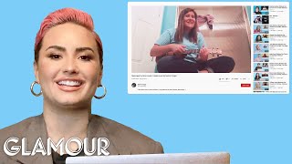 Demi Lovato Watches Fan Covers on YouTube and TikTok  Glamour [upl. by Feeley177]