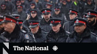 Grieving siblings thousands of police honour fallen OPP officer [upl. by Eednak]