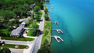 A Flight Over Shorelines amp Neighborhoods Drone Footage Grosse Ile Michigan [upl. by Akienom]