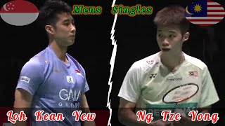 Badminton Ng Tze Yong MALAYSIA vs SINGAPORE Loh Kean Yew Mens Singles [upl. by Aiekat]