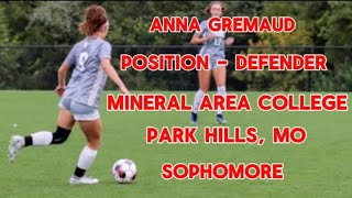 Anna Gremaud Mineral Area College Park Hills MO Center Back Sophomore [upl. by Chafee859]