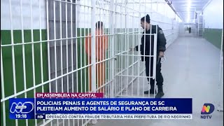 Policiais penais e agentes de segurança de SC lutam por melhoria salarial [upl. by Valenza]