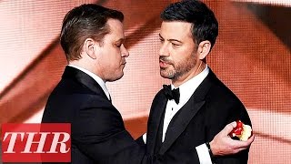 Matt Damon Roasts Jimmy Kimmel On Stage After Emmy Loss  THR News [upl. by Whitaker]