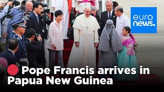 Popes historic arrival in Papua New Guinea welcome ceremony  euronews 🇬🇧 [upl. by Elbert634]