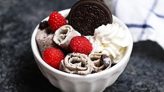 Rolled Ice Cream Only 2 Basic Ingredients  Addins [upl. by Jecoa862]