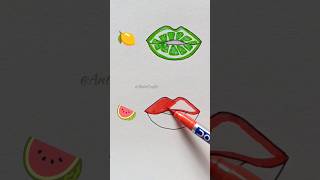 Lips painting  Lemon amp Watermelon  Which one is your favourite satisfying art viralshorts [upl. by Ahsienot966]