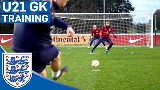 Double Goalkeeper Test  England U21  Inside Training [upl. by Coppock]