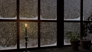 The ambiance felt from the window of the cabin on a cold snowy winter day  Snowstorm Sounds 8 Hours [upl. by Drapehs836]