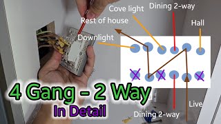 Wiring Diagram Using a 2 Gang Switch Converting it to 2 Way Switching Using 3 Plate Wiring Method [upl. by Nyleuqaj436]