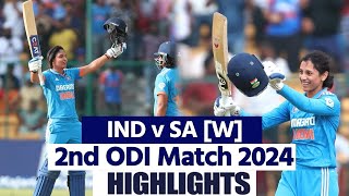 IND W vs SA W 2nd ODI Highlights India Woman vs South Africa Woman 2nd ODI Highlights 2024 [upl. by Allegra6]