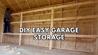 DIY GARAGE STORAGE  EASY DIY GARAGE SHELVES  Garage Makeover Part1 [upl. by Aisatsana]