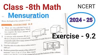 Class 8th Math  Mensuration  Chapter 9 Exercise  92  NCERT New Book [upl. by Josy303]