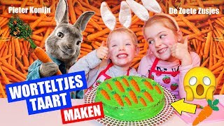 DIY ZELF WORTELTJES TAART MAKEN Special voor Pieter Konijn Film ♥DeZoeteZusjes♥ [upl. by Chrisse297]